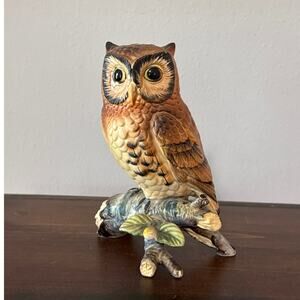 Ceramic Owl Figurine | Hand Painted Owl Statue | 7 Inch Decorative Owl